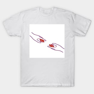 Reaching out! ( blue and red) T-Shirt